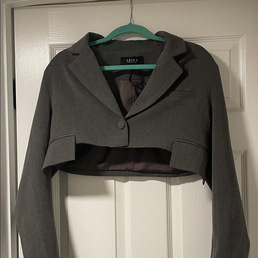 AKIRA Women's Charcoal Cropped Blazer